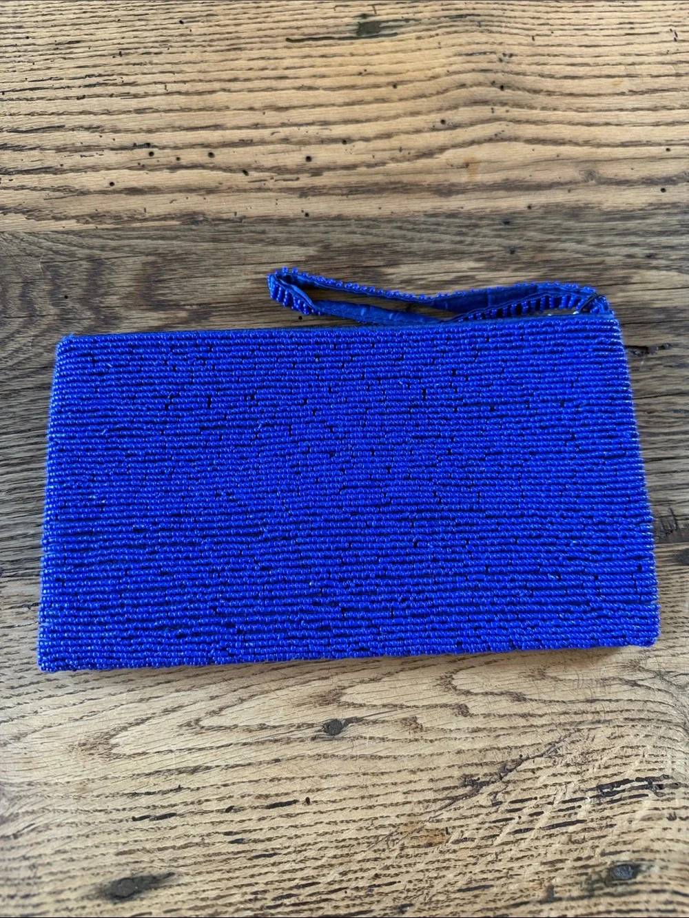 Blue Beaded Evil Eye Wristlet Clutch